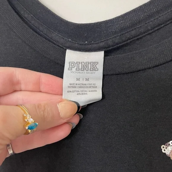 PINK Victoria's Secret Black Tank with Gold Sequins - Picture 4 of 7